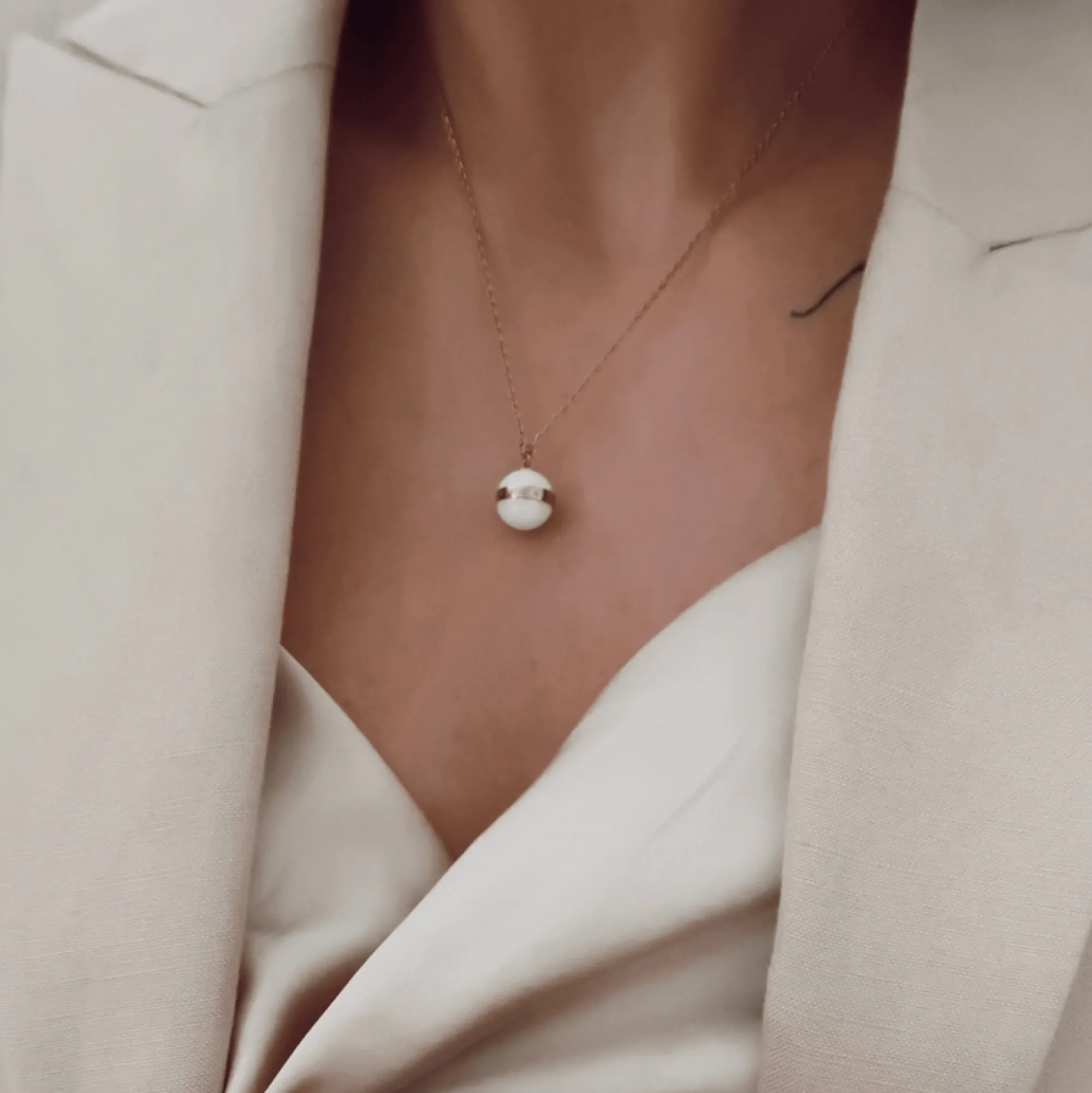 Daniel Wellington Halsband<Aspiration Necklace Rose Gold/Satin White