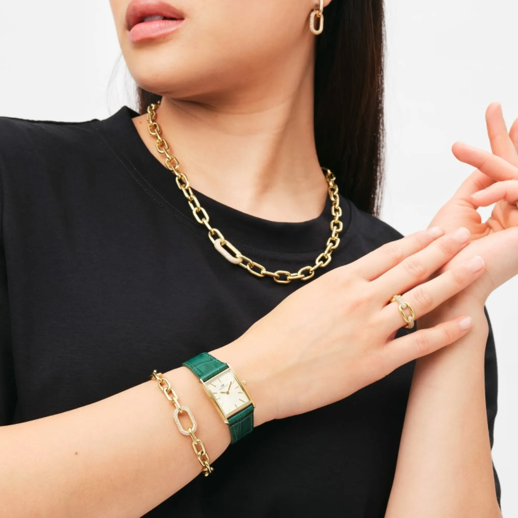 Daniel Wellington Damklockor<Bound Crocodile Champagne Sunray Gold