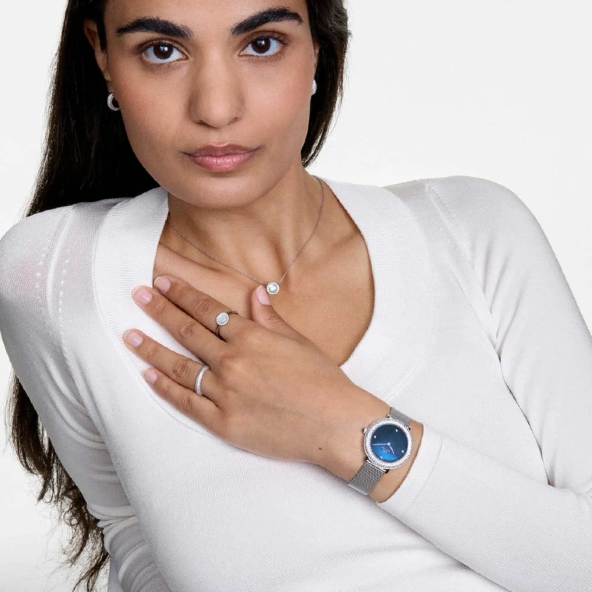 Daniel Wellington Damklockor<Crystalline Bezel Sterling Blue Silver
