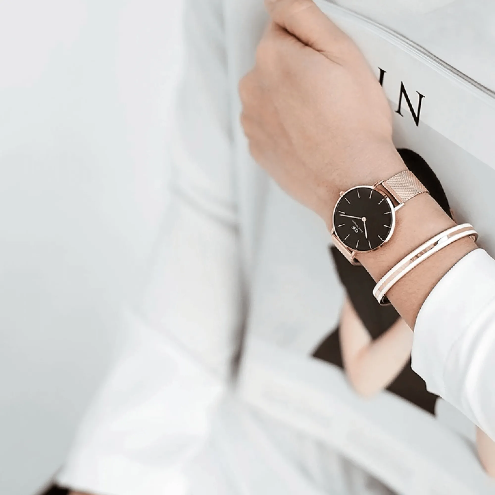 Daniel Wellington Armband<Emalie Slim Bracelet Rose Gold/Satin White