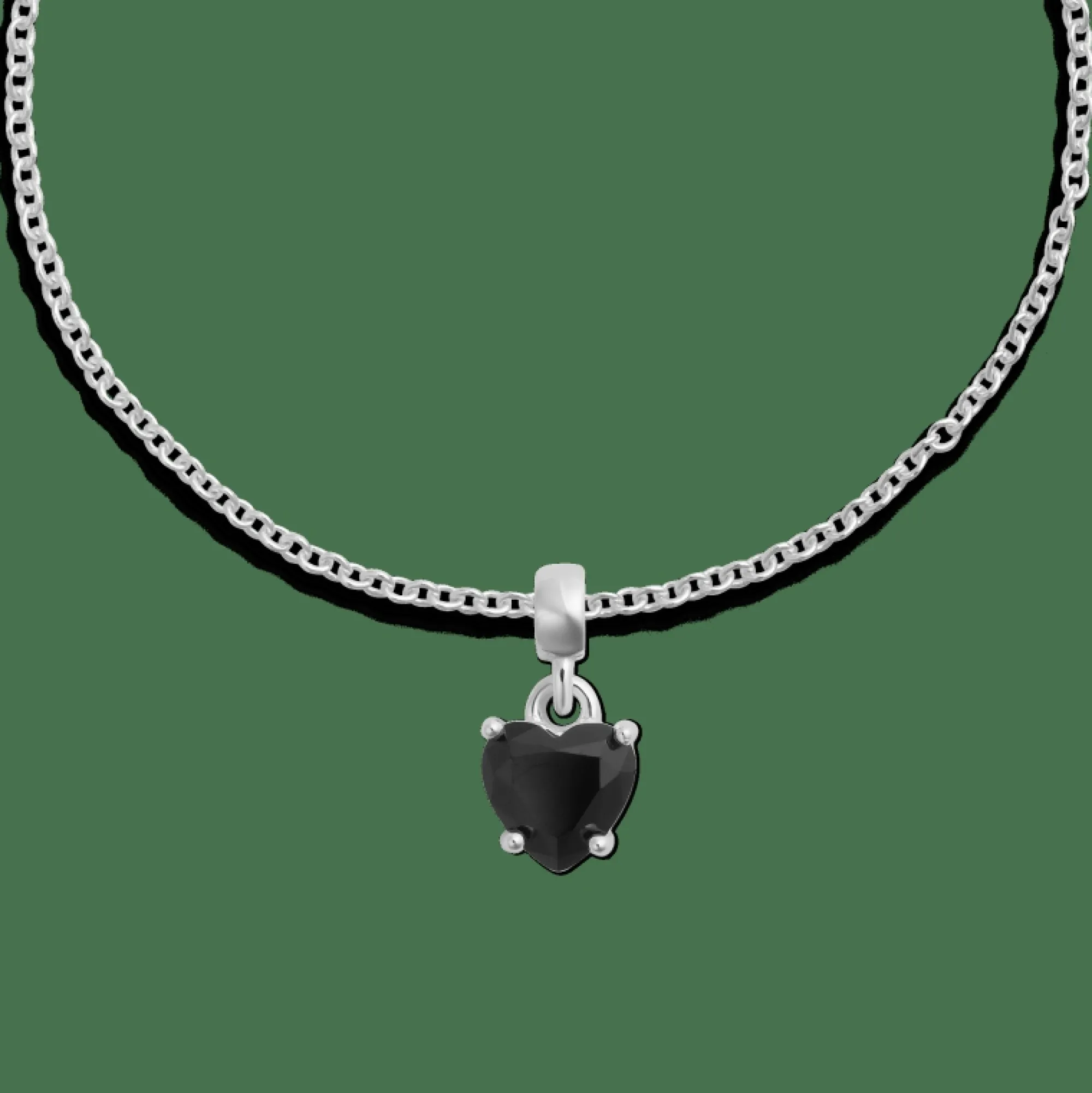 Daniel Wellington Berlocker<Heart Black Crystal Charm S925 Sterling Silver Silver/Black