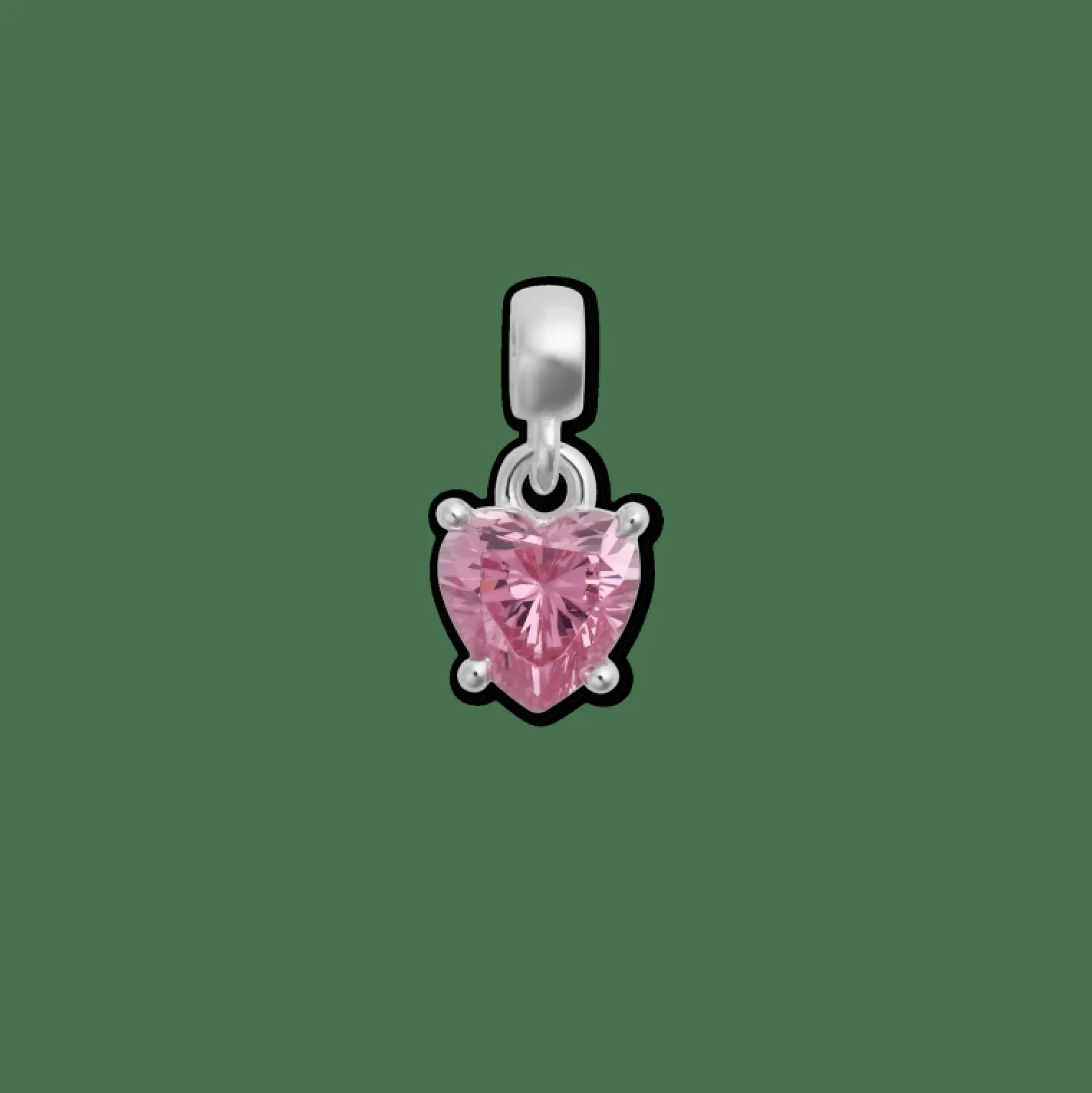 Daniel Wellington Berlocker<Heart Pink Crystal Charm S925 Sterling Silver Silver/Pink