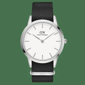 Daniel Wellington Herrklockor<Iconic Black NATO White Dial Silver