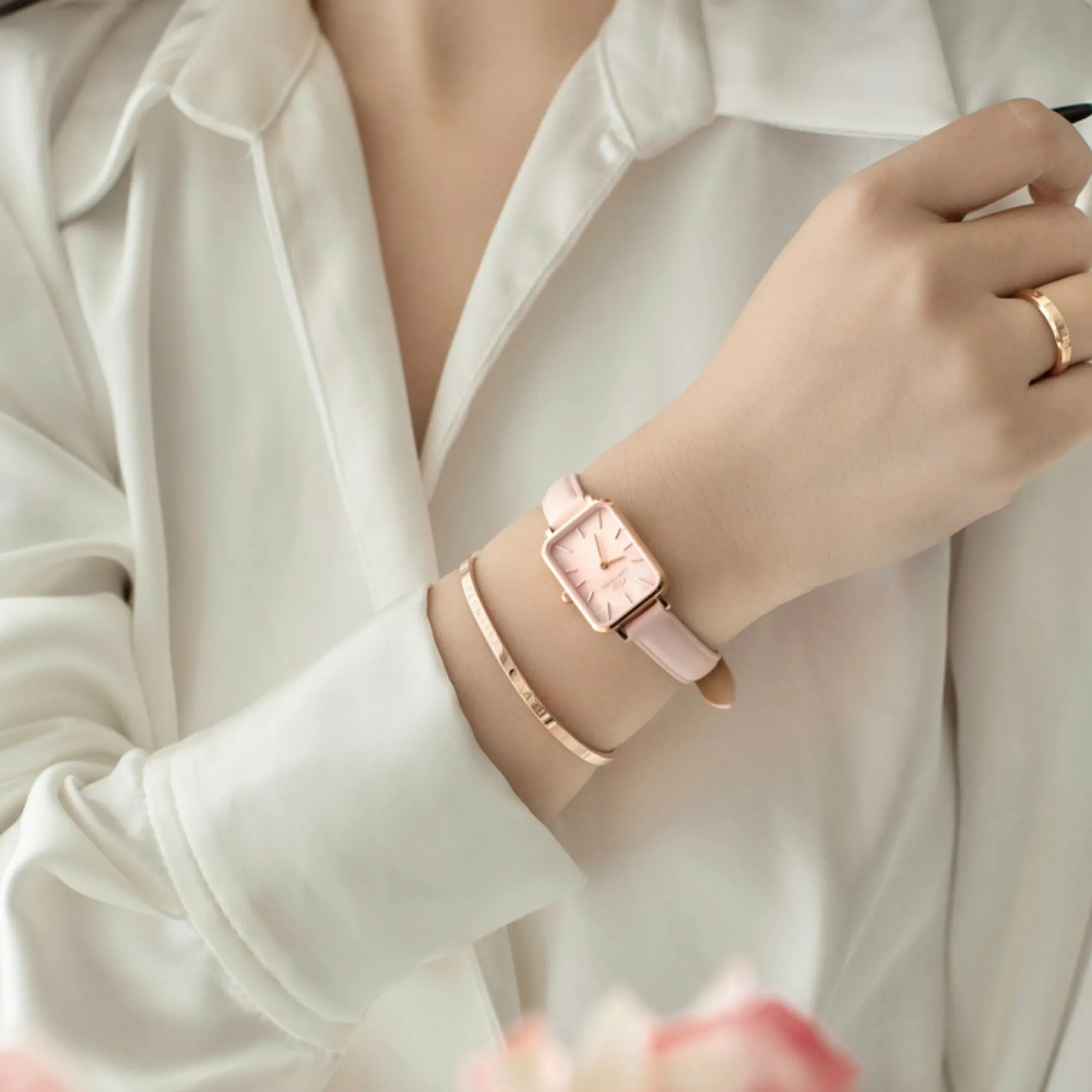 Daniel Wellington Damklockor<Quadro Cherry Blossom Rose Gold