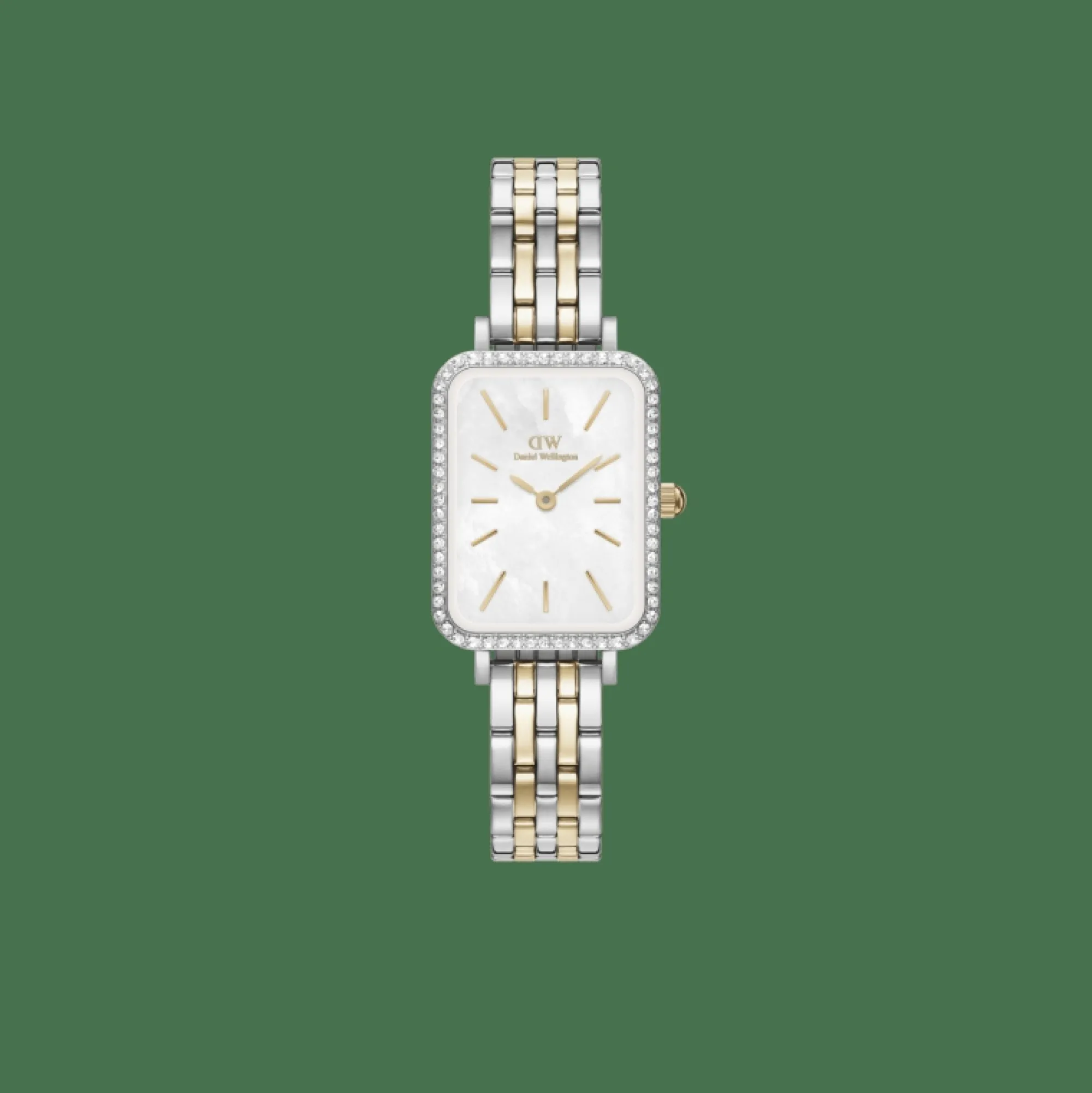 Daniel Wellington Damklockor<Quadro Lumine Bezel 5-Link Two-Tone MOP Silver