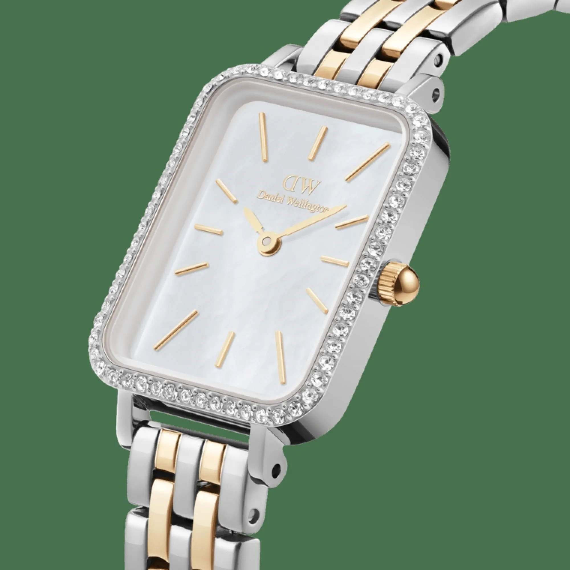 Daniel Wellington Damklockor<Quadro Lumine Bezel 5-Link Two-Tone MOP Silver