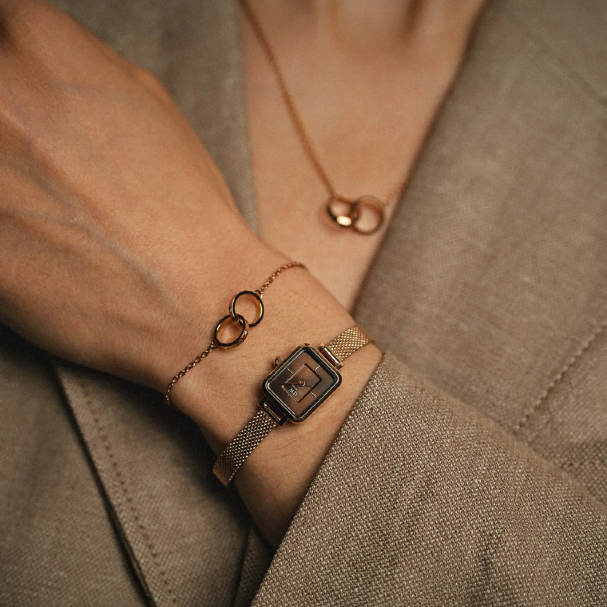 Daniel Wellington Damklockor<Quadro Mini Melrose Amber Rose Gold