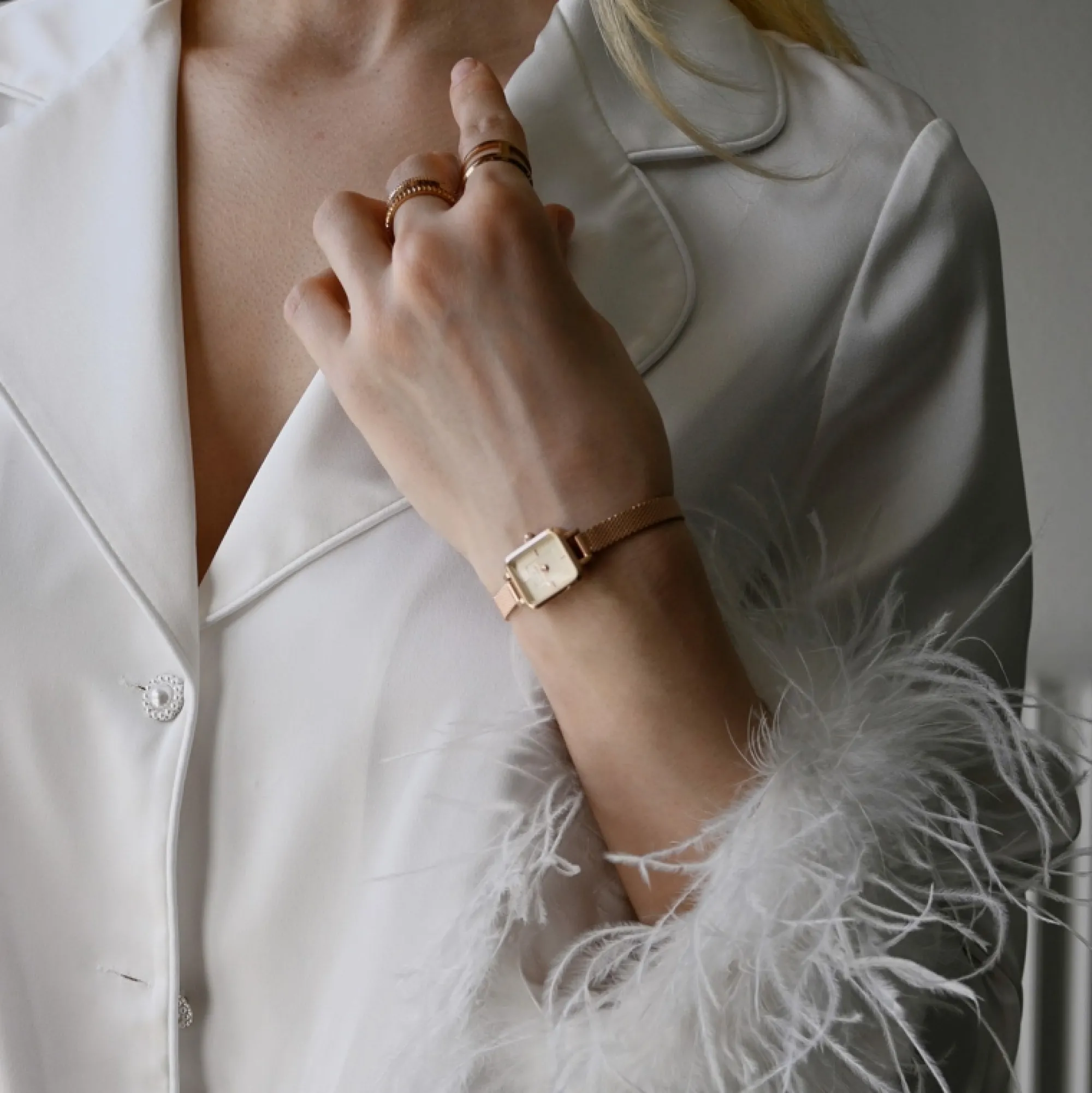 Daniel Wellington Damklockor<Quadro Mini Melrose Champagne Rose Gold